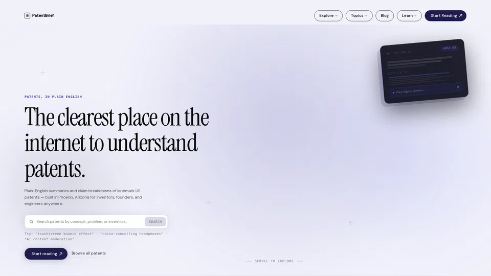 Homepage snapshot at launch