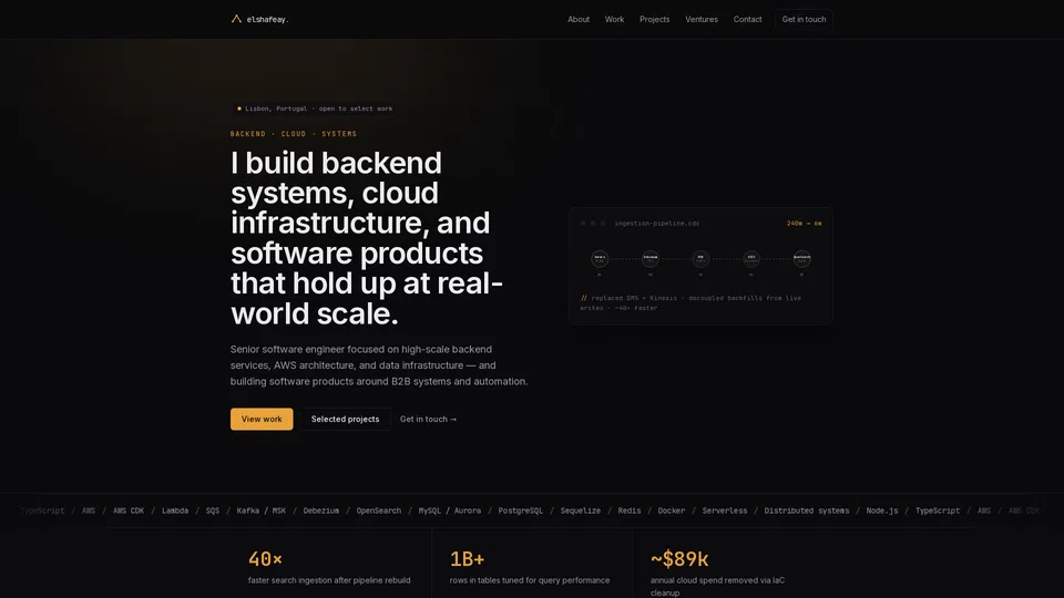 Homepage snapshot at launch