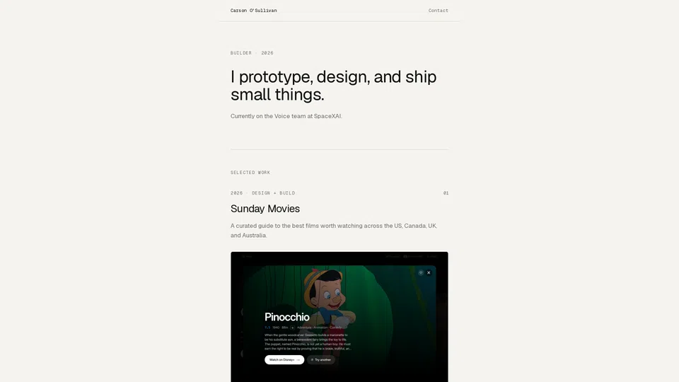 Homepage snapshot at launch