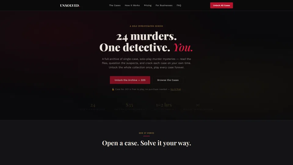 Homepage snapshot at launch