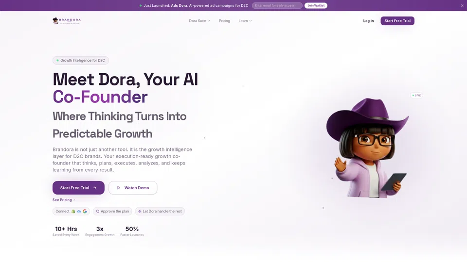 Homepage snapshot at launch