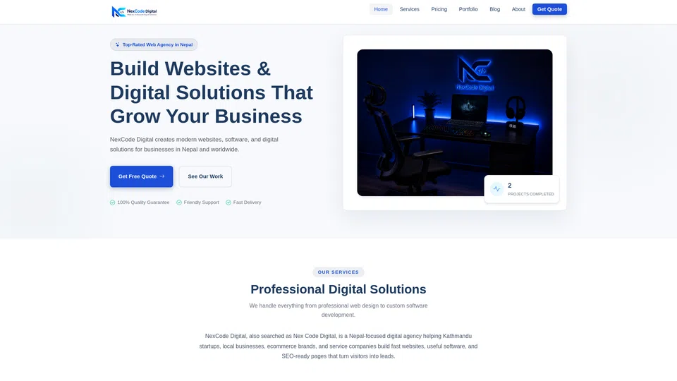 Homepage snapshot at launch