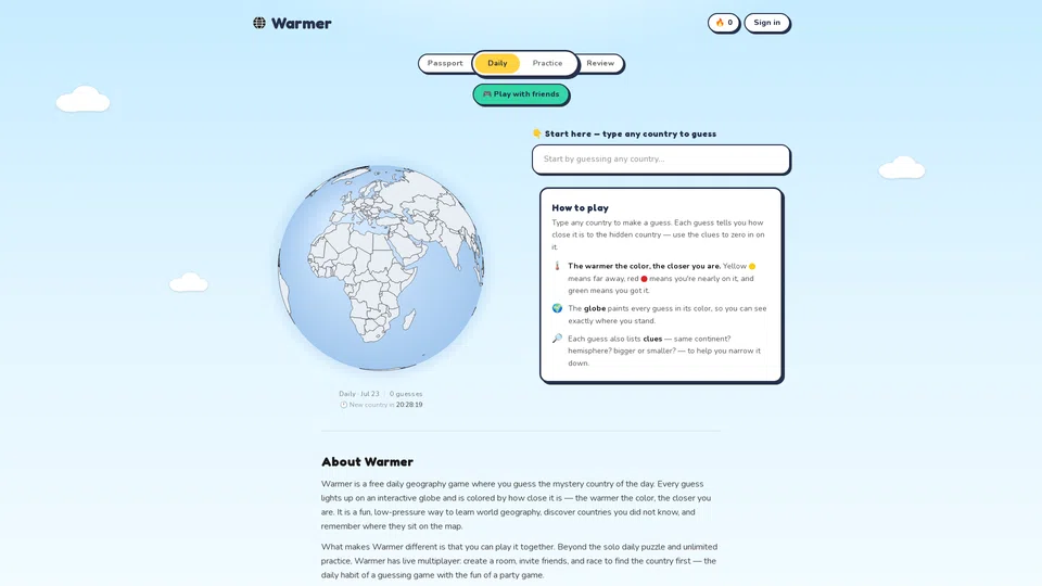 Homepage snapshot at launch
