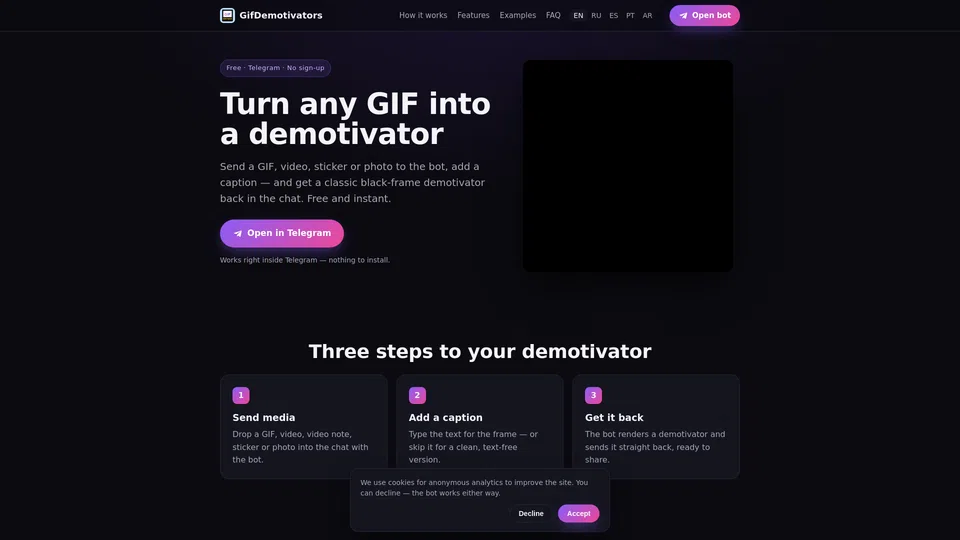 Homepage snapshot at launch