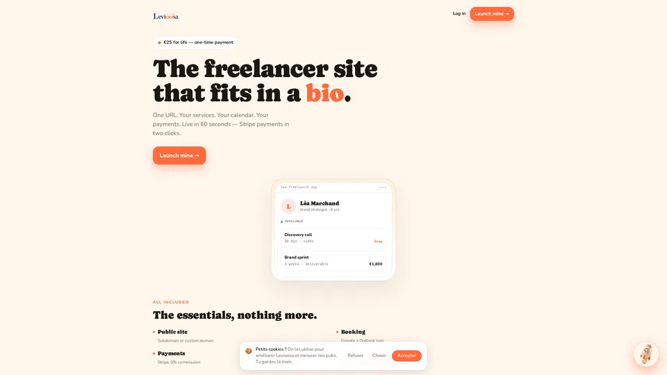 Homepage snapshot at launch