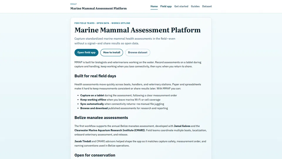 Homepage snapshot at launch