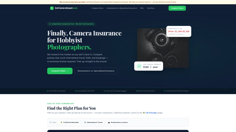 Homepage snapshot at launch