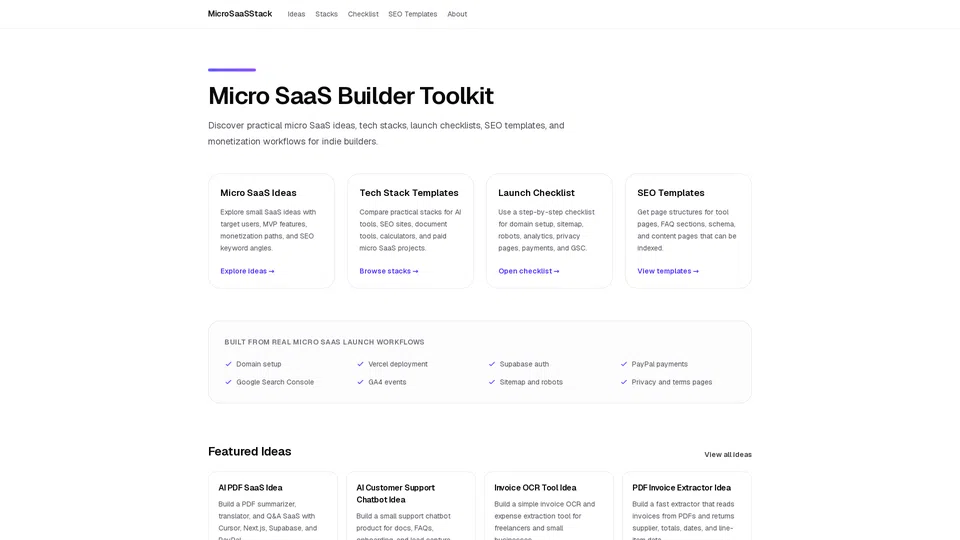 Homepage snapshot at launch