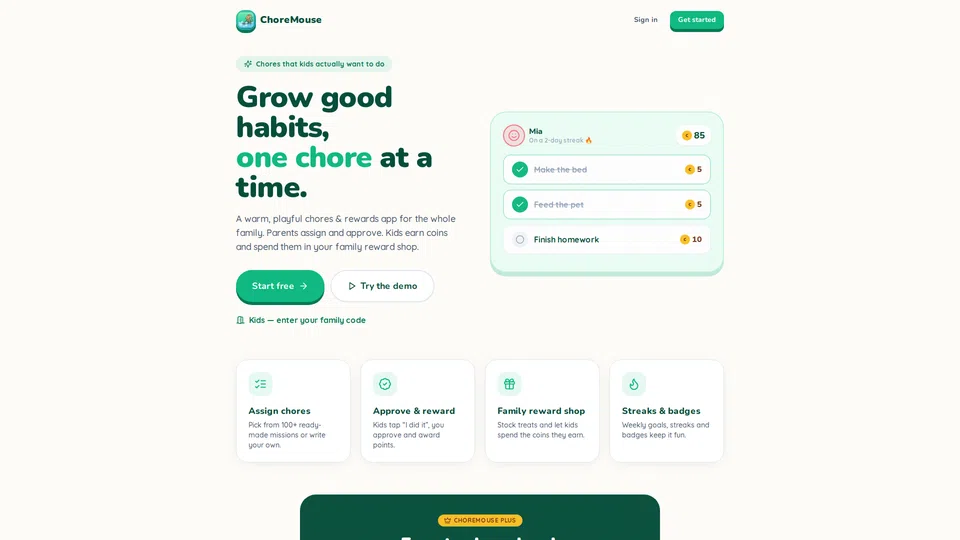 Homepage snapshot at launch