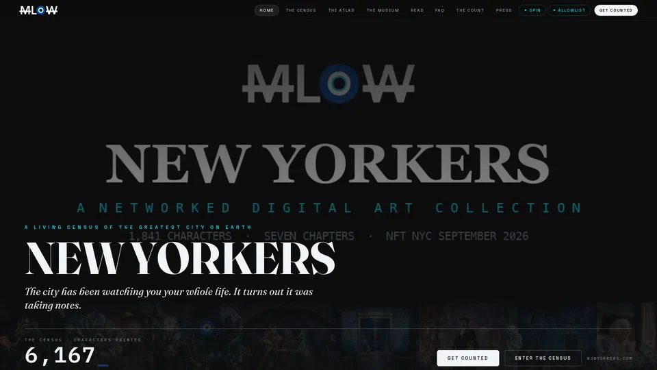 Homepage snapshot at launch