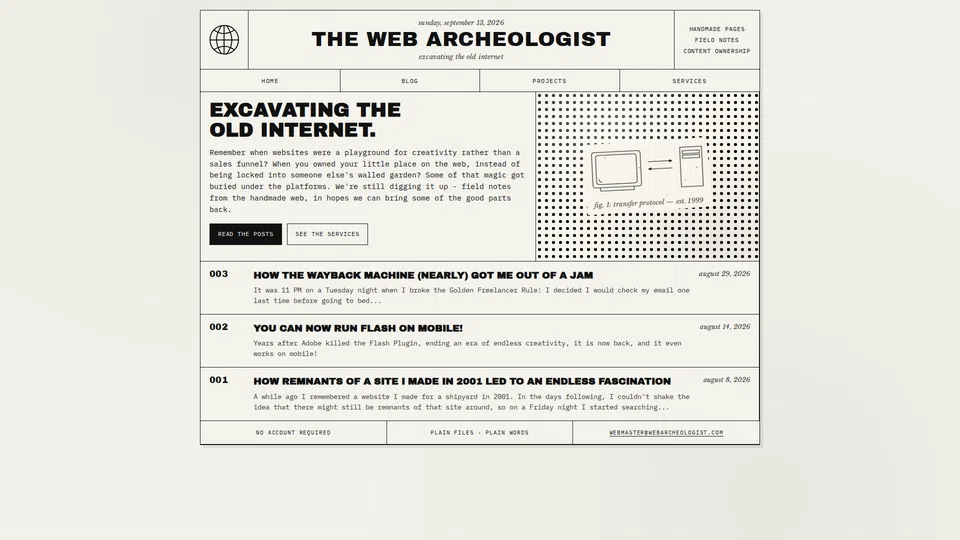Homepage snapshot at launch