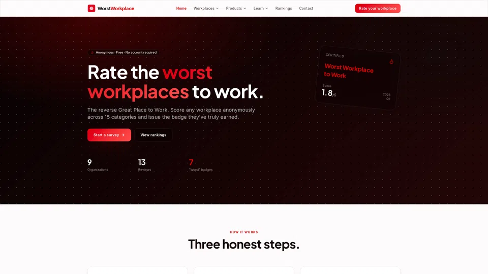 Homepage snapshot at launch