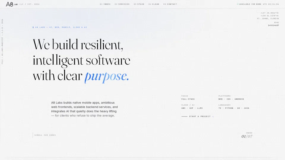 Homepage snapshot at launch