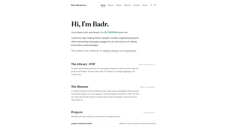 Homepage snapshot at launch