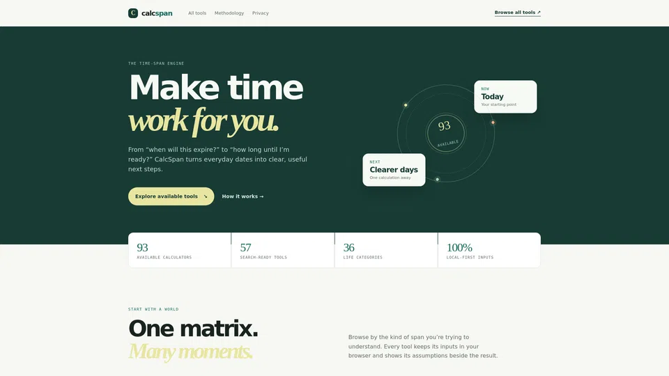 Homepage snapshot at launch