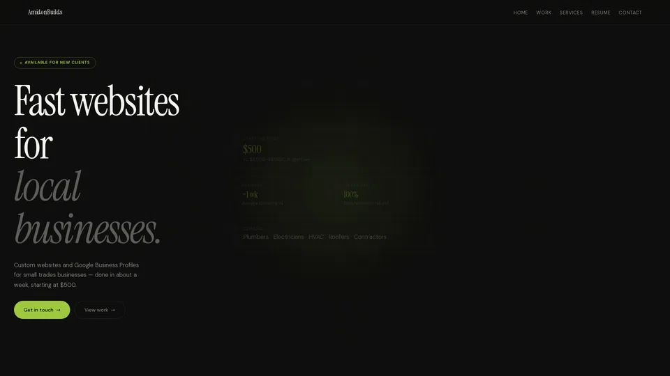 Homepage snapshot at launch