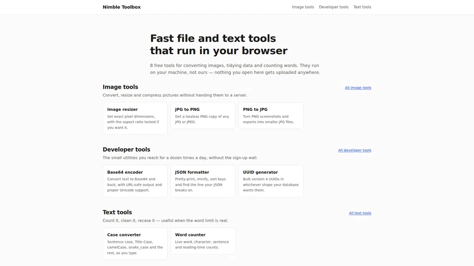 Homepage snapshot at launch