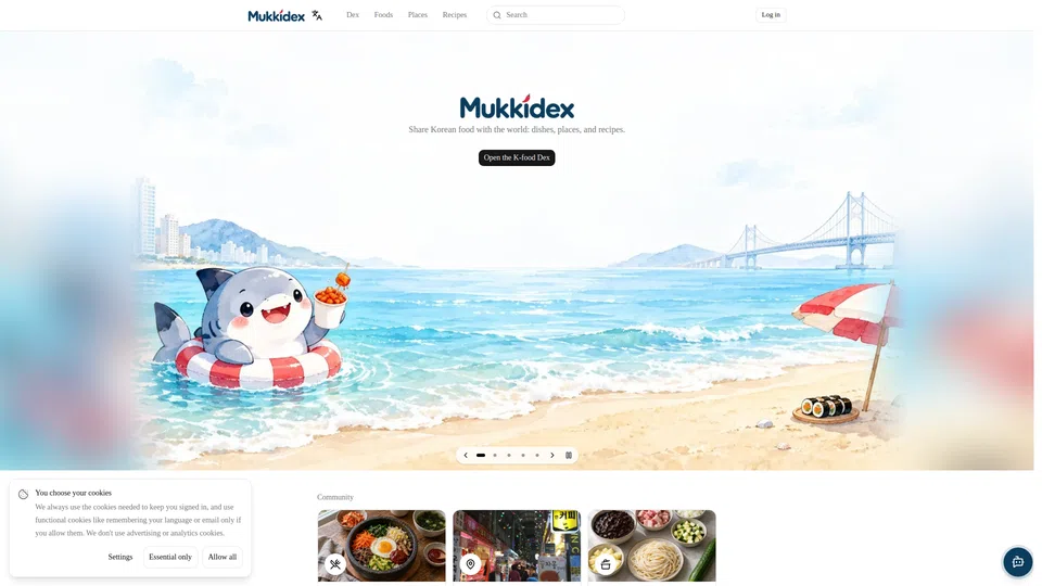 Homepage snapshot at launch