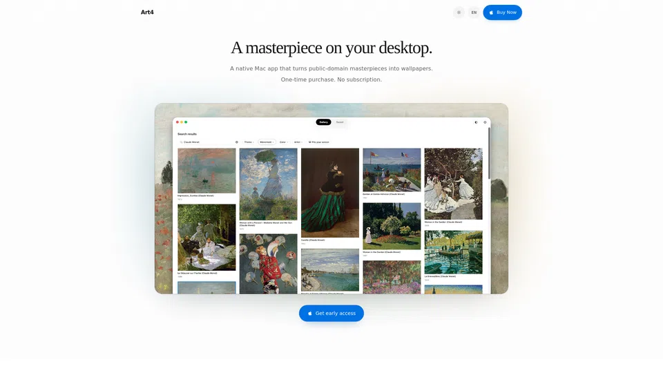 Homepage snapshot at launch