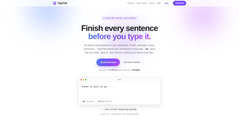 Homepage snapshot at launch