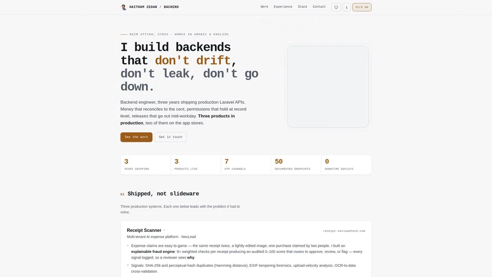 Homepage snapshot at launch