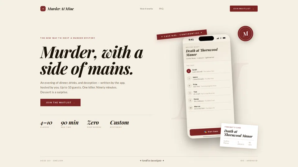 Homepage snapshot at launch