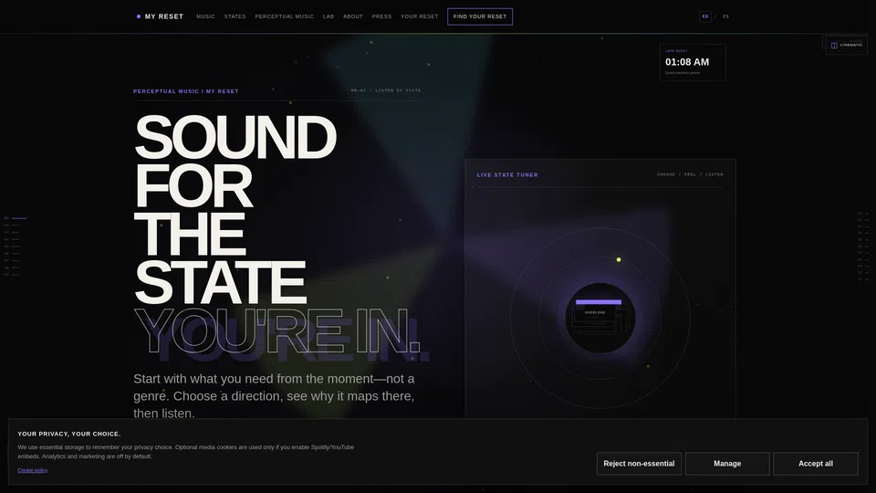 Homepage snapshot at launch