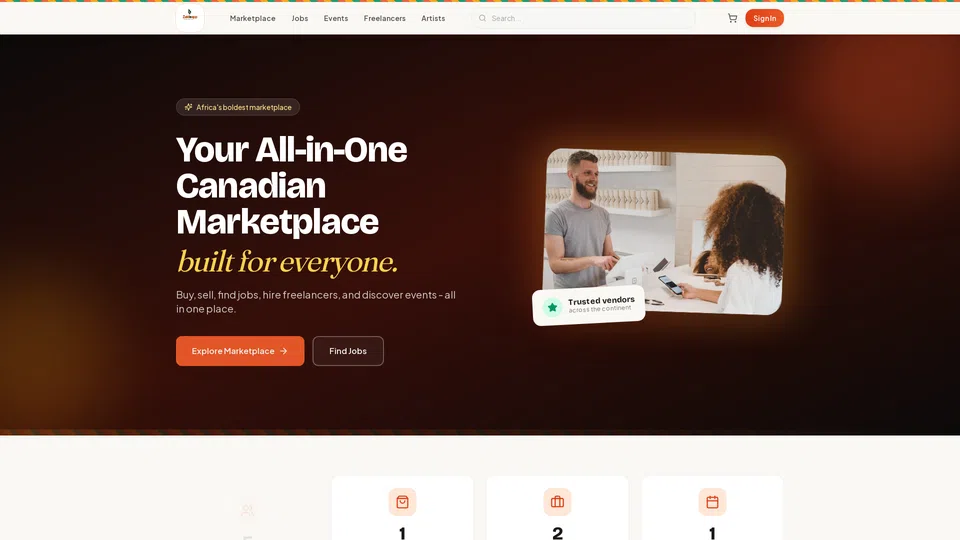 Homepage snapshot at launch