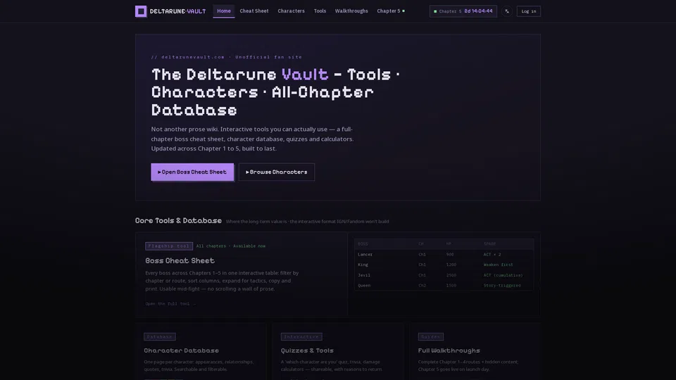 Homepage snapshot at launch