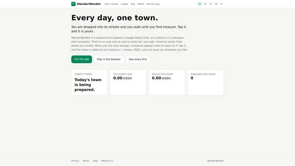 Homepage snapshot at launch