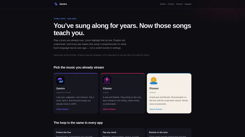 Homepage snapshot at launch