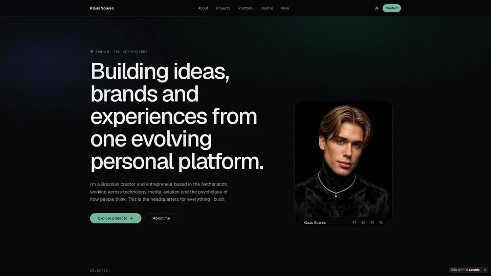 Homepage snapshot at launch
