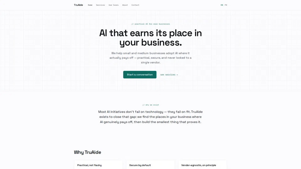 Homepage snapshot at launch