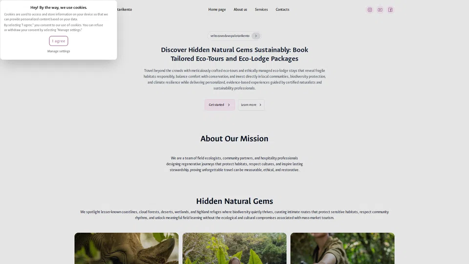 Homepage snapshot at launch
