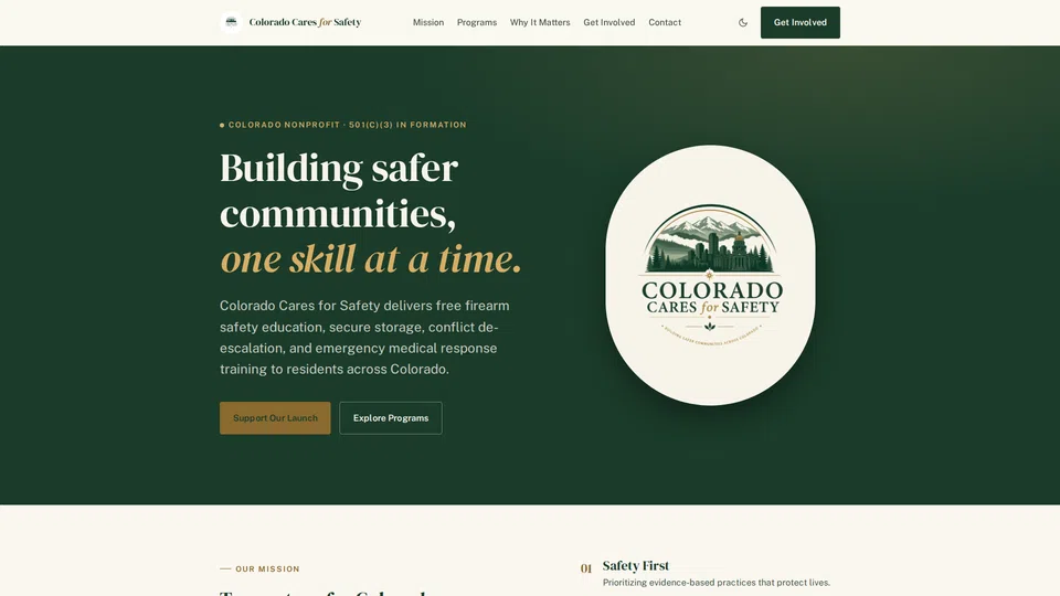 Homepage snapshot at launch