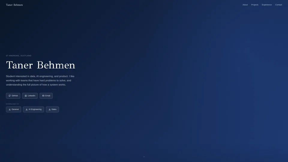 Homepage snapshot at launch