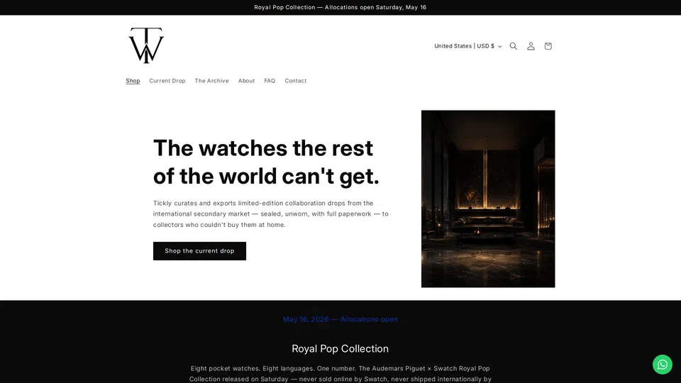 Homepage snapshot at launch