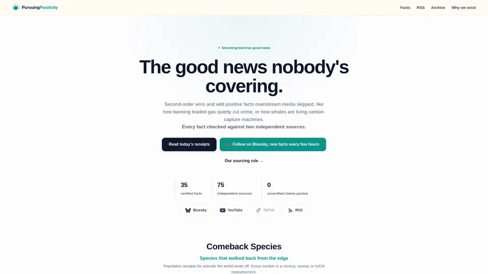 Homepage snapshot at launch