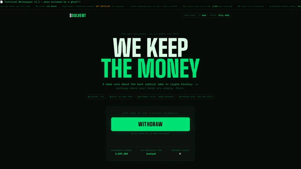Homepage snapshot at launch