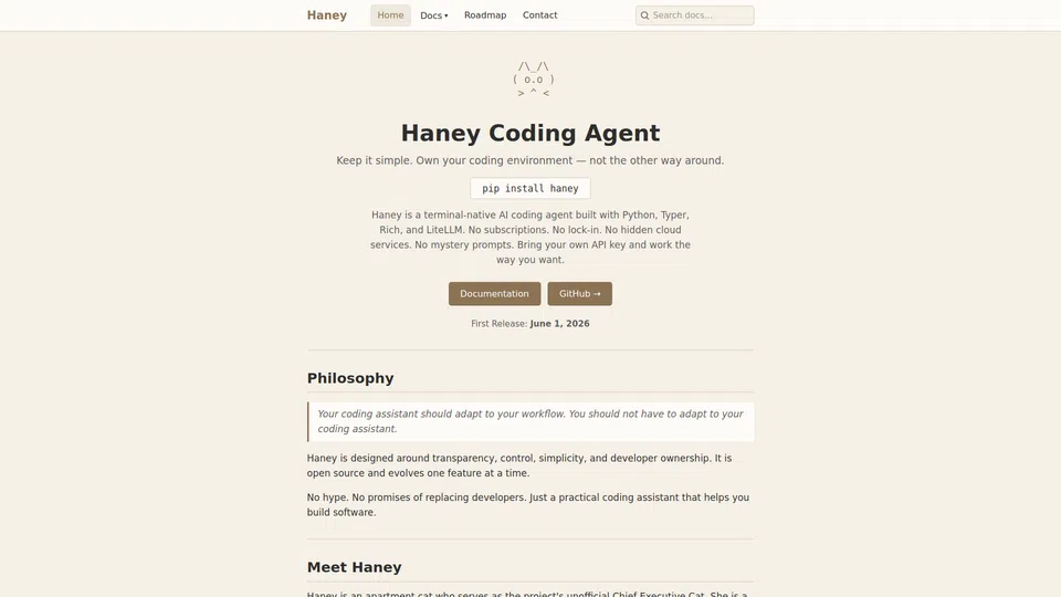 Homepage snapshot at launch
