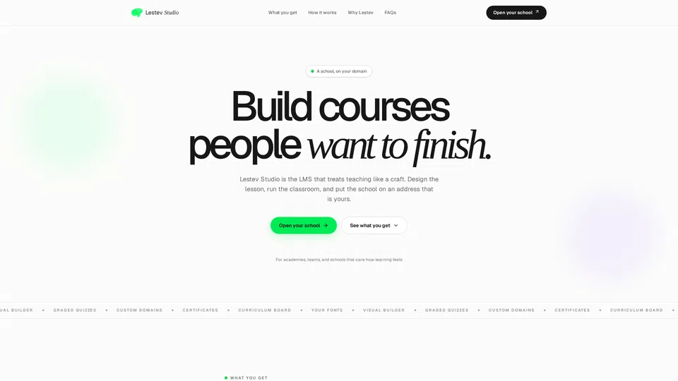 Homepage snapshot at launch