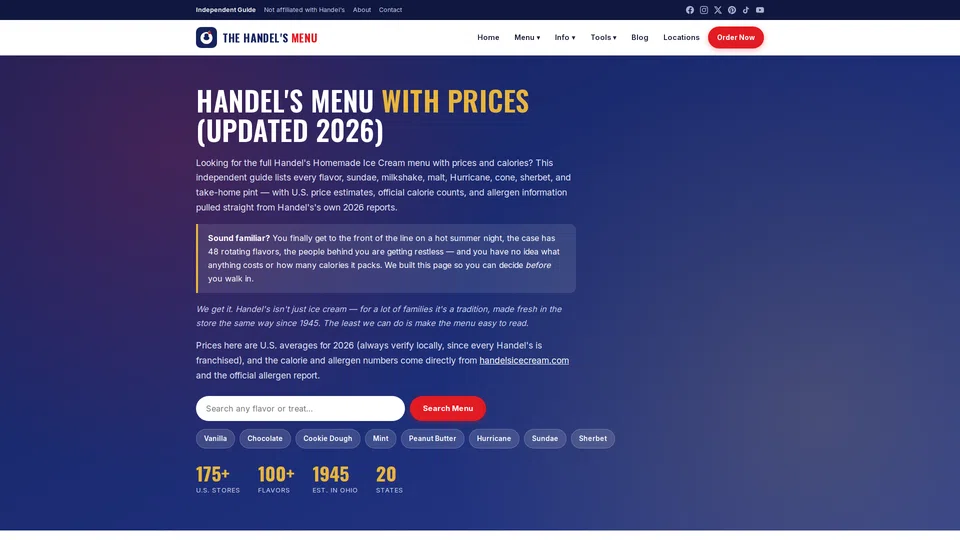Homepage snapshot at launch