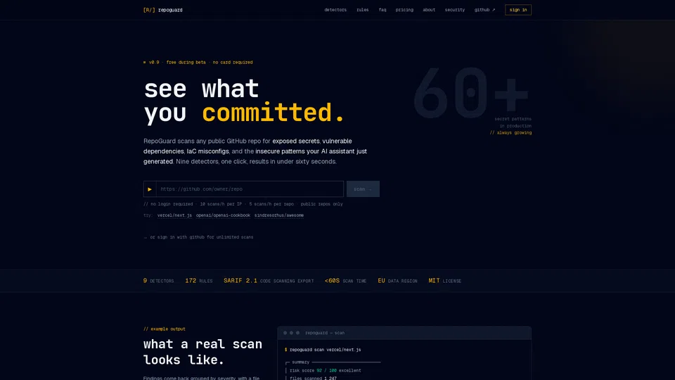 Homepage snapshot at launch