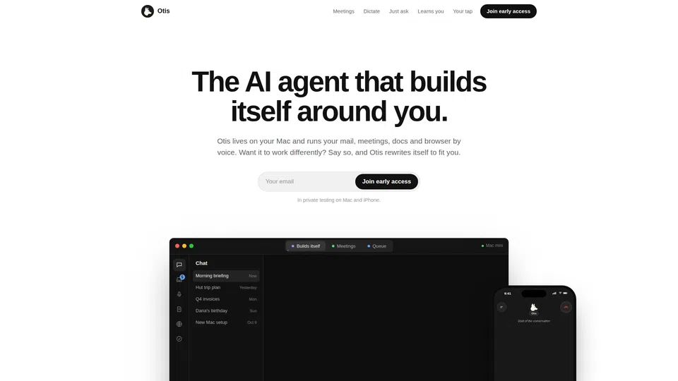 Homepage snapshot at launch