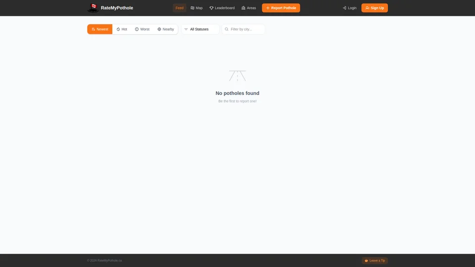 Homepage snapshot at launch