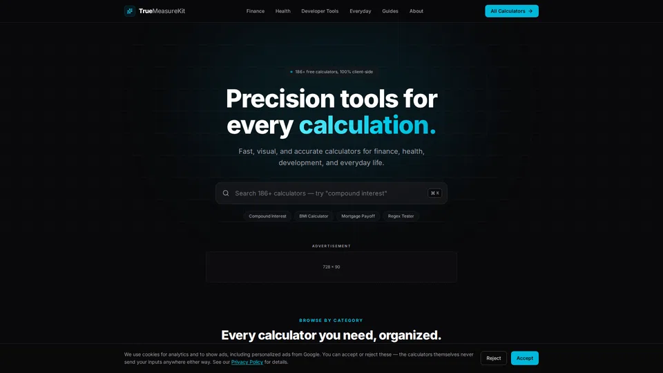 Homepage snapshot at launch