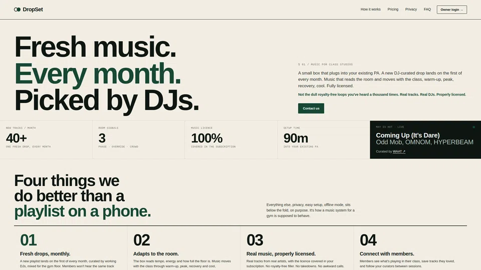 Homepage snapshot at launch