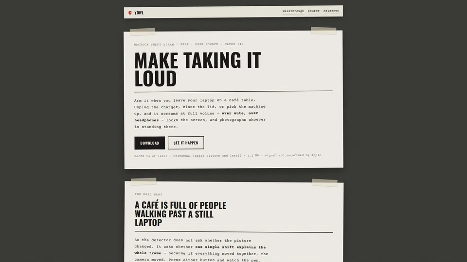 Homepage snapshot at launch