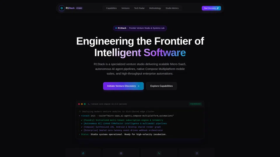 Homepage snapshot at launch