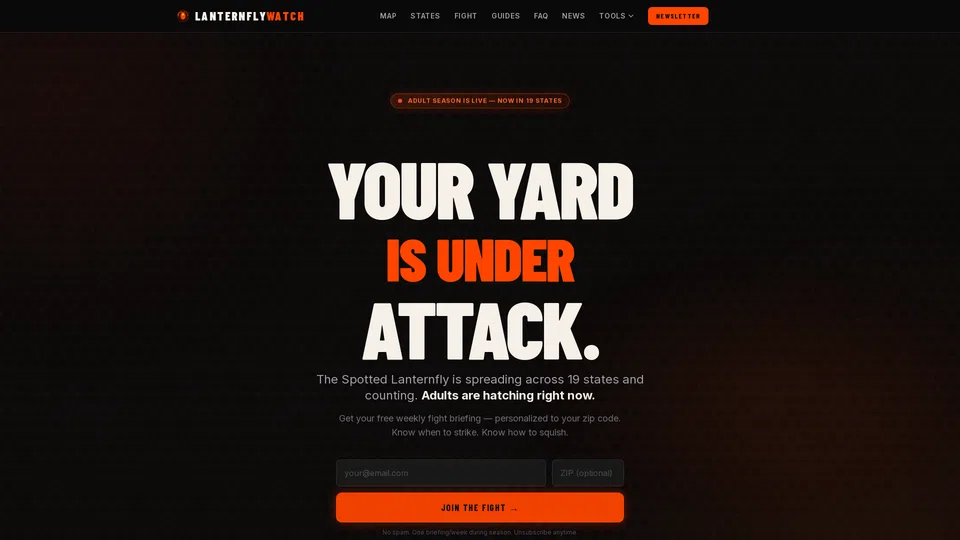 Homepage snapshot at launch